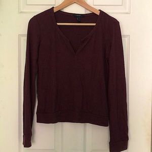 Forever 21 Cozy Burgundy Long-sleeved Top